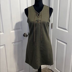 Army Green Sleeveless Lace-up Dress